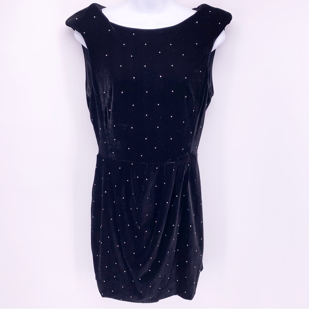 Zara Basic Black Velour Mini Dress Size Medium